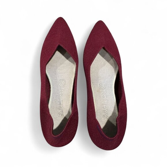 Rothys Size 9 The Point Merino Wool Aubergine Purple Retired Knit Flats Shoes - Picture 3 of 6